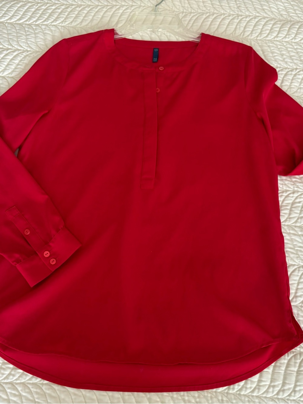 NYDJ Bright Red  Collarless Blouse